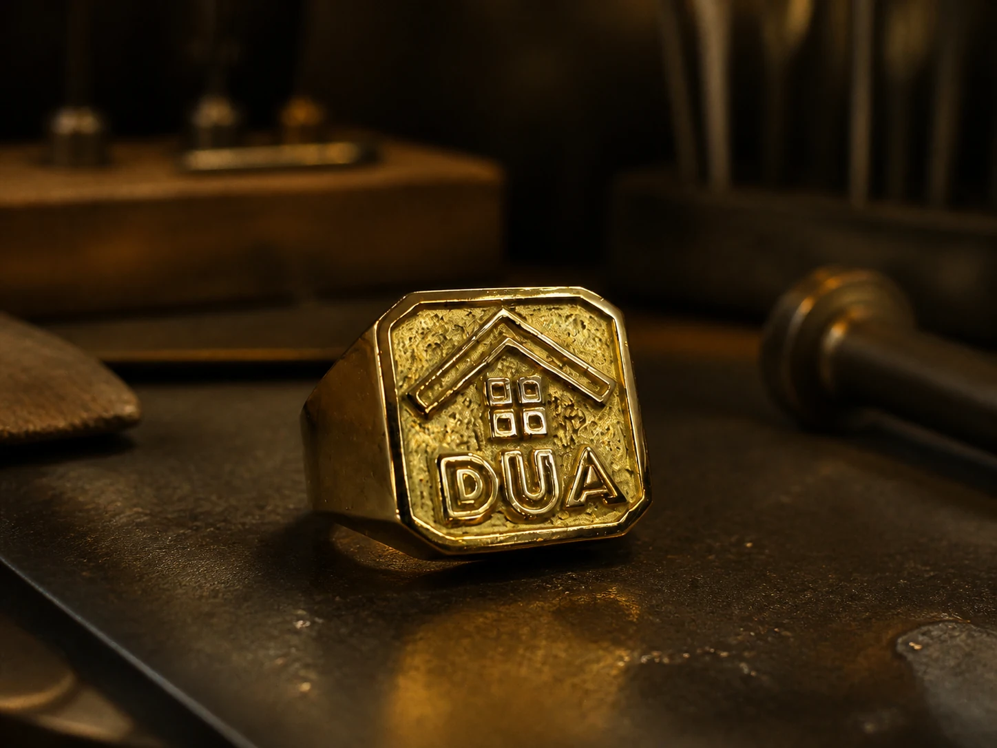 Goldener Siegelring mit der Inschrift DUA