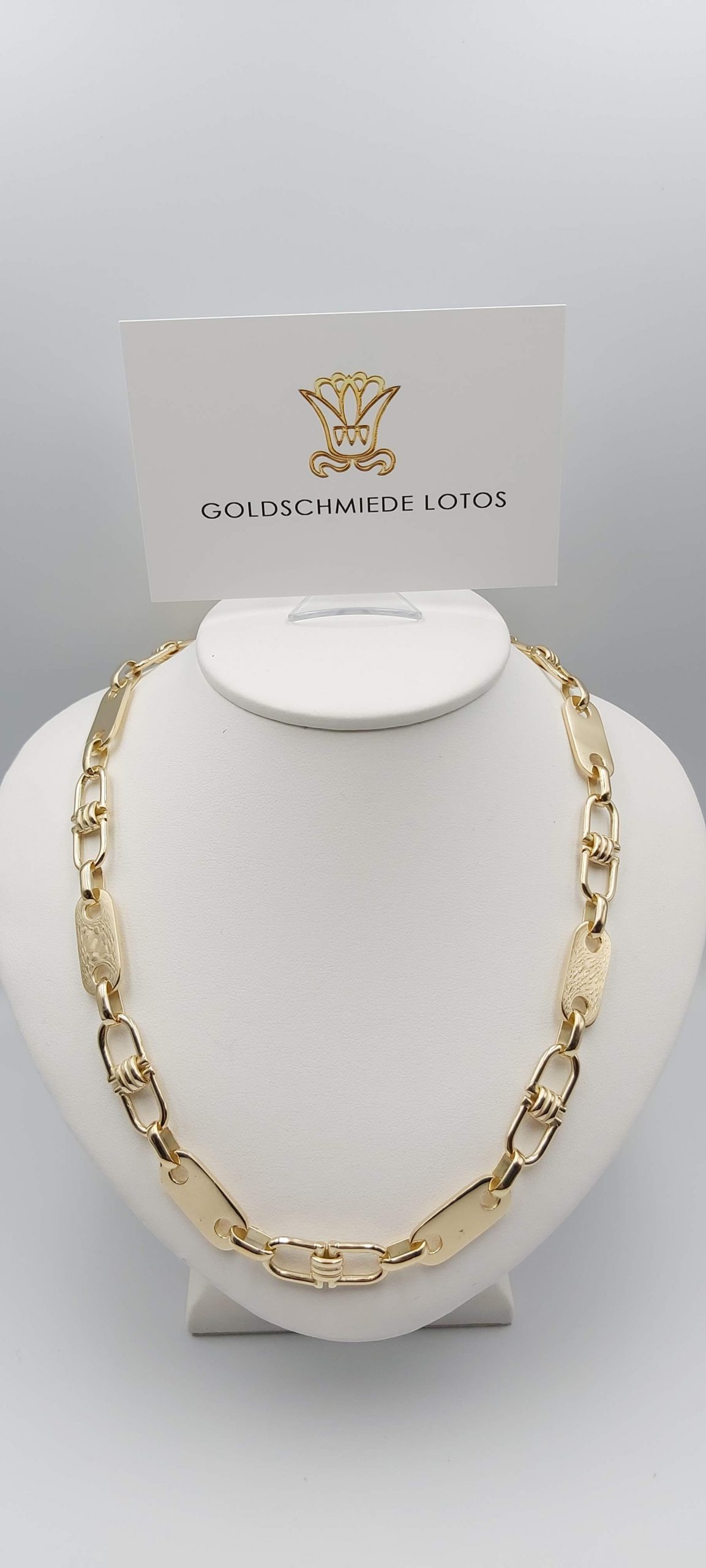 Goldschmiede-lotos Plattenkette-Steigbügelkette-Goldkette-875er